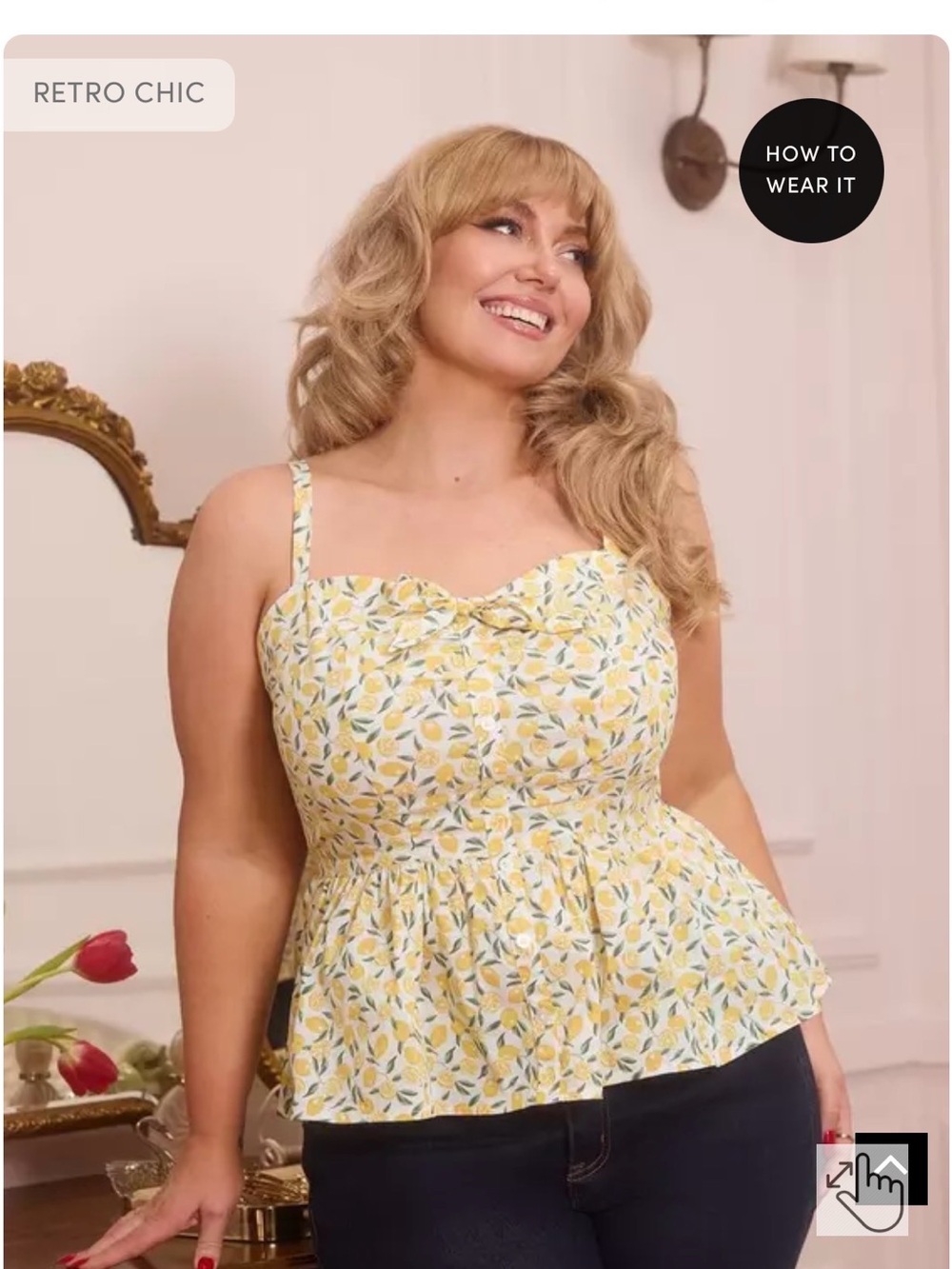 torrid Yellow Lemon-Print Peplum Camisole